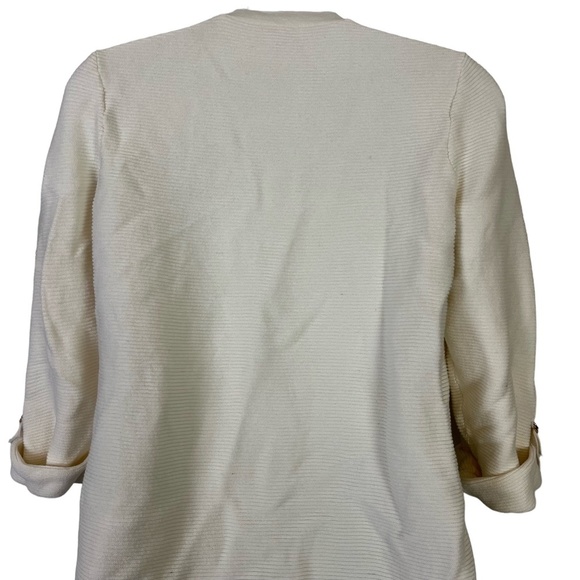 CHICO'S Ribbed Off White Ivory Open Style Cardigan Knit Sweater Cotton Blend  1 - Picture 11 of 16